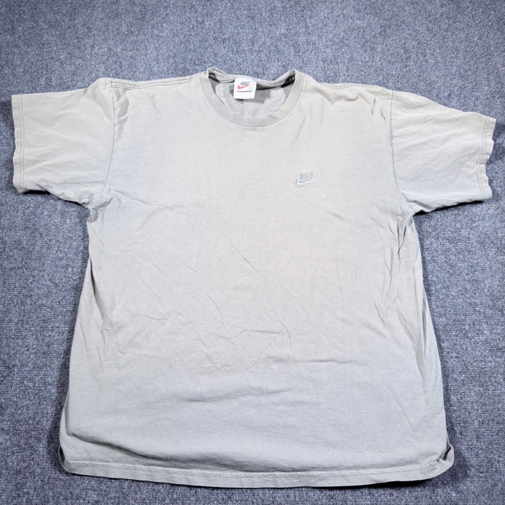 Vintage Nike Embroidered Swoosh T-Shirt Mens Large Gray Made in USA